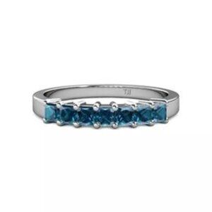 Princess Cut London Blue Topaz Band, size 7.5